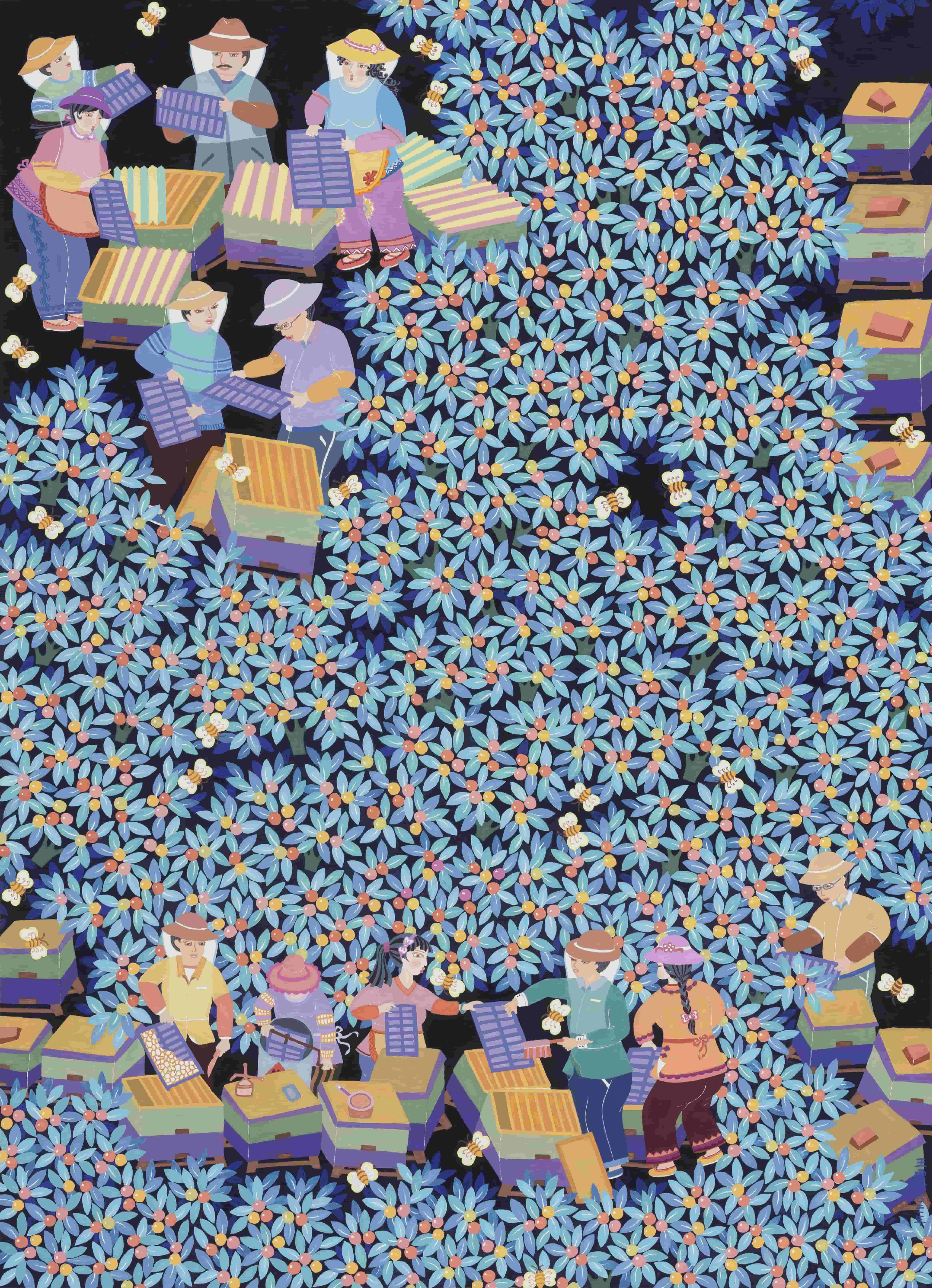 2496-《幸福生活甜如蜜》-王霞-手艺-105cm×75cm