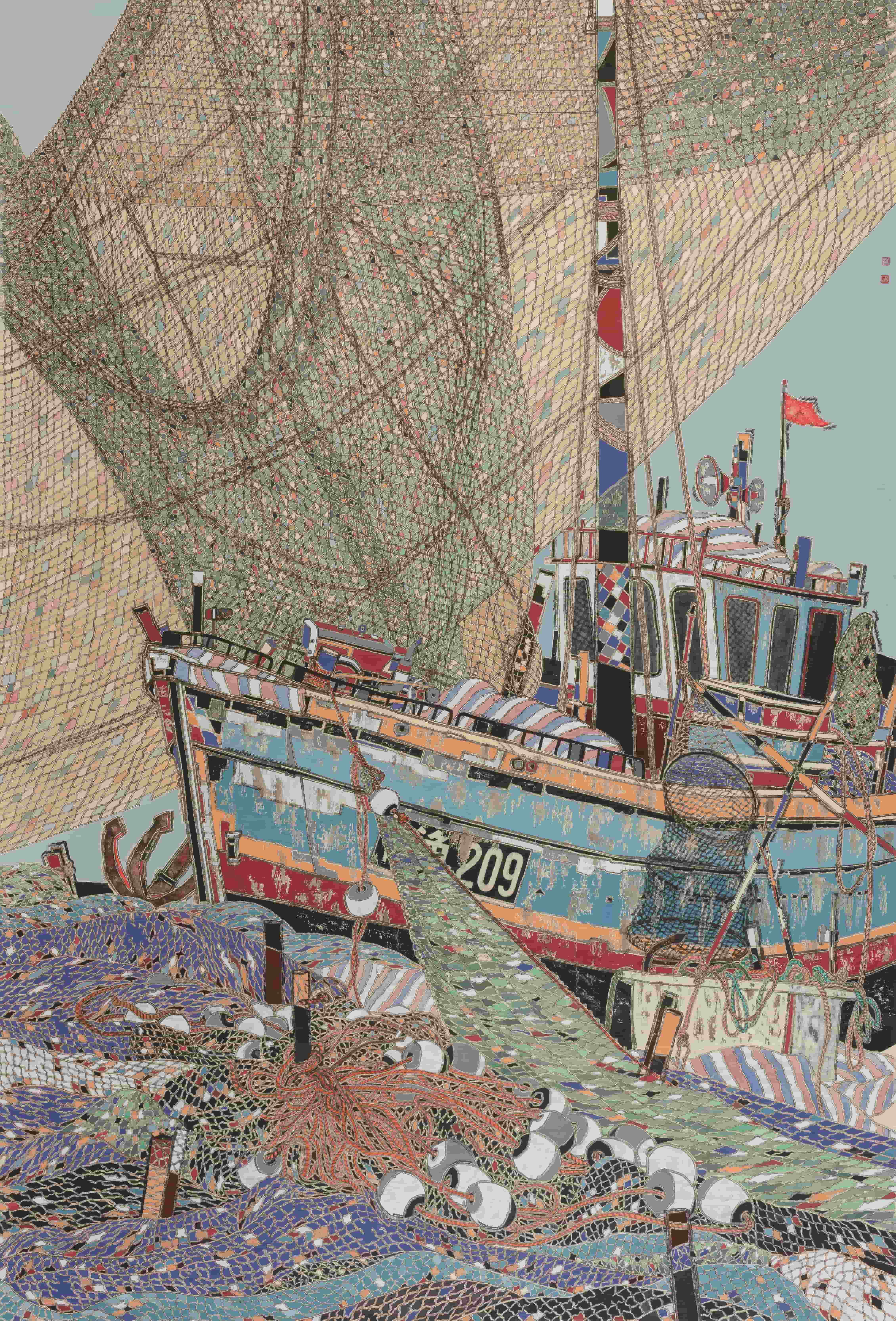 2416-《渔家情》-刘英俊-江苏省-200cm×160cm