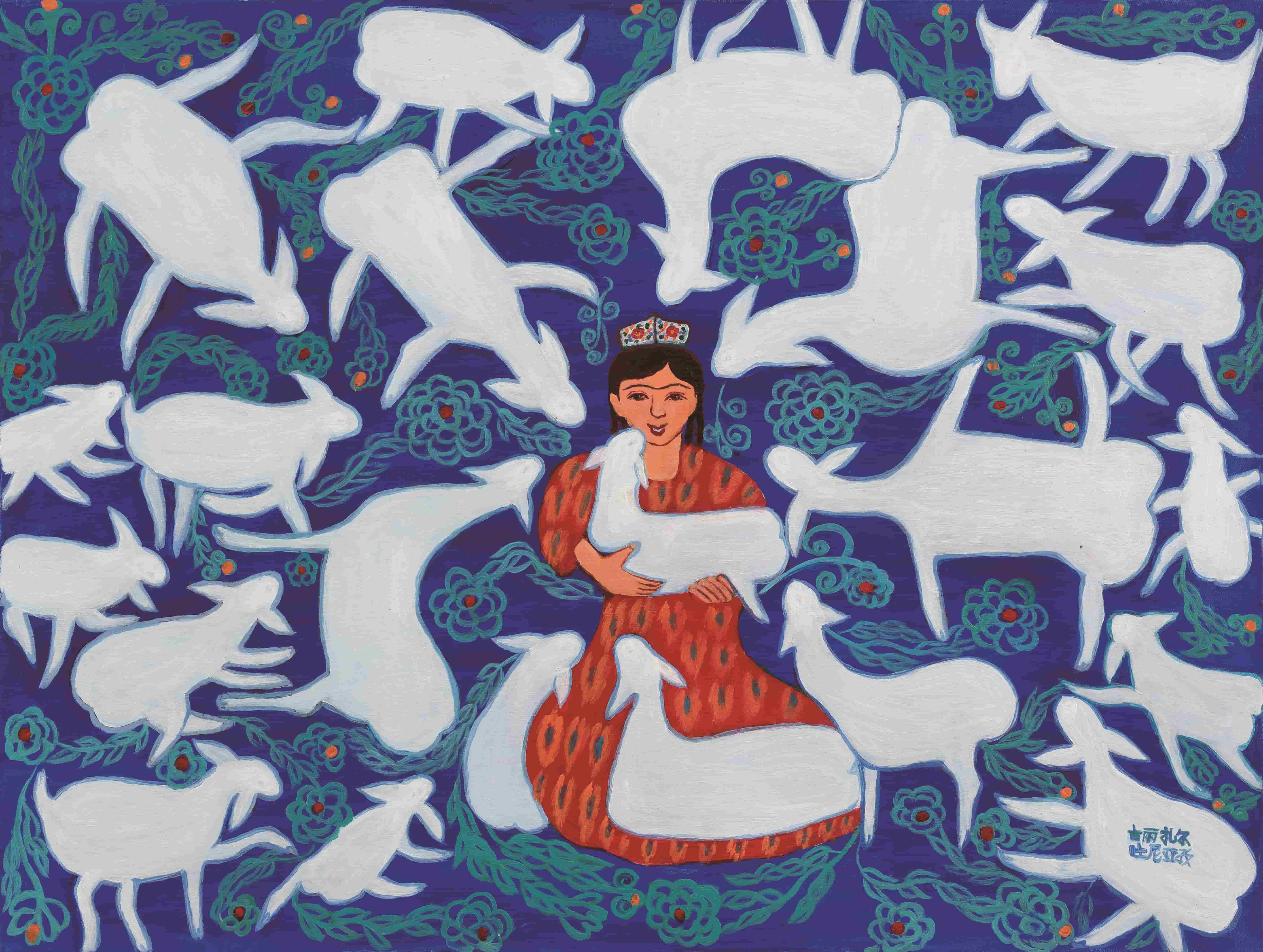 MX012-《小白羊》-古丽扎尔·吐尼牙孜-民协-80cm×60cm